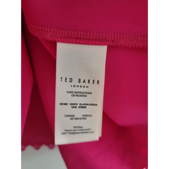 Ted Baker Hot Pink Cocktail Skater Mini Dress Size XL Lace Scuba Party Event - Picture 9 of 9